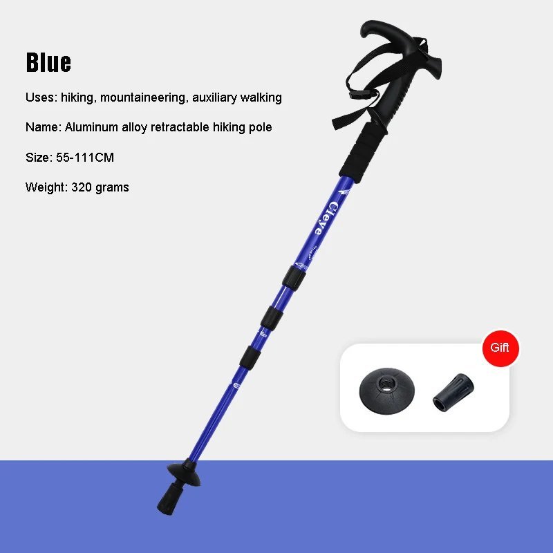 RM1573 Blue_Outdoor trekking pole removable telescopic aluminum alloy trekking pole for elderly men 