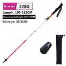 rose red_PIONEER Ultralight Carbon fiber and 7075 aluminum alloy Folding Trekking pole Adjustable Le