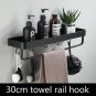 30cm towel rail hook_Bathroom Shelf No Drill Organizer Shower Storage Rack Black Corner Shelves Wall