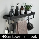 40cm towel rail hook_Bathroom Shelf No Drill Organizer Shower Storage Rack Black Corner Shelves Wall
