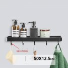 50cm with 5 hook_Bathroom Shelf No Drill Organizer Shower Storage Rack Black Corner Shelves Wall Mou