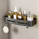 Black 1Square_Bathroom Corner Rack Punch-Free Wall-Mounted Aluminum Shampoo Bottle Storage Waterproo