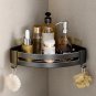 Black 1Triangle_Bathroom Corner Rack Punch-Free Wall-Mounted Aluminum Shampoo Bottle Storage Waterpr
