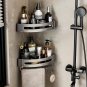 Black 1Triangle Rod_Bathroom Corner Rack Punch-Free Wall-Mounted Aluminum Shampoo Bottle Storage Wat