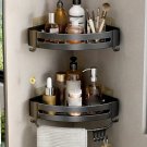 Black 2Triangle Rod_Bathroom Corner Rack Punch-Free Wall-Mounted Aluminum Shampoo Bottle Storage Wat
