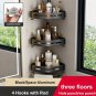 Black 3Triangle Rod_Bathroom Corner Rack Punch-Free Wall-Mounted Aluminum Shampoo Bottle Storage Wat