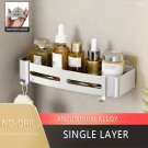 Silver 1Square_Bathroom Corner Rack Punch-Free Wall-Mounted Aluminum Shampoo Bottle Storage Waterpro
