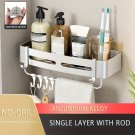 Silver 1Square Rod_Bathroom Corner Rack Punch-Free Wall-Mounted Aluminum Shampoo Bottle Storage Wate