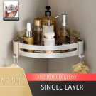 Silver 1Triangle_Bathroom Corner Rack Punch-Free Wall-Mounted Aluminum Shampoo Bottle Storage Waterp