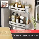 Silver 2Square Rod_Bathroom Corner Rack Punch-Free Wall-Mounted Aluminum Shampoo Bottle Storage Wate