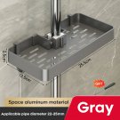 gray_Aluminum Shower Shelf With Towel Rack Bathroom shelf Without Drilling Soap Shampoo Holder Showe