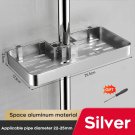 silver_Aluminum Shower Shelf With Towel Rack Bathroom shelf Without Drilling Soap Shampoo Holder Sho