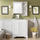 White_in Bathroom Vanity with Sink and Mirror Cabinet Set,3 Drawers,1 Doors and Adjustable Shelf, Wo