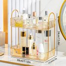 2 Square Gold_Bathroom Corner Storage Organizer Shelf Home Makeup Skincare Shampoo Lipstick Tabletop