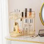 2 Square Gold_Bathroom Corner Storage Organizer Shelf Home Makeup Skincare Shampoo Lipstick Tabletop