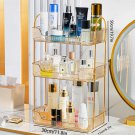 3 Square Gold_Bathroom Corner Storage Organizer Shelf Home Makeup Skincare Shampoo Lipstick Tabletop