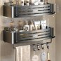 Black A-2 PCS-Hook_No-Drill Bathroom Shelf Wall Mounted Shampoo Shower Corner Rack Makeup Storage Or
