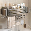Gray A-1 PC-Hook_No-Drill Bathroom Shelf Wall Mounted Shampoo Shower Corner Rack Makeup Storage Orga