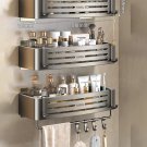 Gray A-3 PCS-Hook_No-Drill Bathroom Shelf Wall Mounted Shampoo Shower Corner Rack Makeup Storage Org