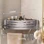 Gray B-1 PC-Hook_No-Drill Bathroom Shelf Wall Mounted Shampoo Shower Corner Rack Makeup Storage Orga