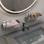 Gray B-1 PC-Hook_No-Drill Bathroom Shelf Wall Mounted Shampoo Shower Corner Rack Makeup Storage Orga