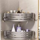 Gray B-2PCS_No-Drill Bathroom Shelf Wall Mounted Shampoo Shower Corner Rack Makeup Storage Organizer
