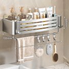 Silver A-1 PC-Hook_No-Drill Bathroom Shelf Wall Mounted Shampoo Shower Corner Rack Makeup Storage Or