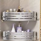 Silver B-2PCS_No-Drill Bathroom Shelf Wall Mounted Shampoo Shower Corner Rack Makeup Storage Organiz