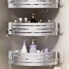 Silver B-3 PCS-Hook_No-Drill Bathroom Shelf Wall Mounted Shampoo Shower Corner Rack Makeup Storage O