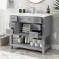 Grey_36'' Bathroom Vanity, Modern Bathroom Sink Cabinet Opening Shelf, Solid Wood Frame Bathroom Van