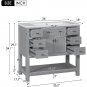 Grey combination_36'' Bathroom Vanity, Modern Bathroom Sink Cabinet Opening Shelf, Solid Wood Frame