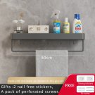 Grey hook rod 50cm_Gun Gray Bathroom Storage Rack Wall-Mounted bathroom shelves Machine Top Punch-Fr