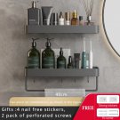 Two piece set  40cm_Gun Gray Bathroom Storage Rack Wall-Mounted bathroom shelves Machine Top Punch-F