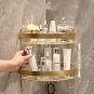 C.1 set_Gold Bathroom Storage Rack non punching tripod Wall Mounted Storage holder Shampoo shower g