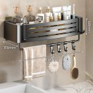 Black A-1 PC-Hook_1-3 Floors Wall Mounted No Drill Bathroom Shelf Shower Shelf Makeup Organizer Shel