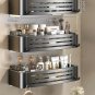 Black A-3 PCS_1-3 Floors Wall Mounted No Drill Bathroom Shelf Shower Shelf Makeup Organizer Shelf Sh