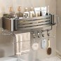 Gray A-1 PC-Hook_1-3 Floors Wall Mounted No Drill Bathroom Shelf Shower Shelf Makeup Organizer Shelf