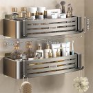 Gray A-2 PCS_1-3 Floors Wall Mounted No Drill Bathroom Shelf Shower Shelf Makeup Organizer Shelf Sha