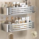 Silver A-2 PCS_1-3 Floors Wall Mounted No Drill Bathroom Shelf Shower Shelf Makeup Organizer Shelf S