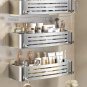 Silver A-3 PCS_1-3 Floors Wall Mounted No Drill Bathroom Shelf Shower Shelf Makeup Organizer Shelf S