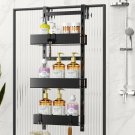 2-tier_Triple Bathroom Shelves Iron Rack Without Drilling Over Door Hanging Storage Basket with Hook