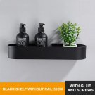30cm Black_Nordic Bathroom Shelf Rack No Drill Wall Mounted Shelves Bath Towel Holder Black Shower S