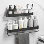 30cm matte_Nordic Bathroom Shelf Rack No Drill Wall Mounted Shelves Bath Towel Holder Black Shower S