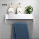 30cm Matte With Rod_Nordic Bathroom Shelf Rack No Drill Wall Mounted Shelves Bath Towel Holder Black