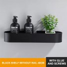 40cm Black_Nordic Bathroom Shelf Rack No Drill Wall Mounted Shelves Bath Towel Holder Black Shower S