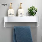 40cm Matte With Rod_Nordic Bathroom Shelf Rack No Drill Wall Mounted Shelves Bath Towel Holder Black