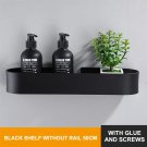 50cm Black_Nordic Bathroom Shelf Rack No Drill Wall Mounted Shelves Bath Towel Holder Black Shower S