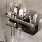 Grey_Aluminum Alloy Hair Dryer Holder Bathroom Storage Organizer Wall Bathroom Shelf No Drilling Dry