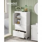 White_Bathroom Storage Unit, Freestanding Cabinet with 2 Drawers and 2 Doors, Adjustable Shelf, 11.8