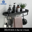 30cm bar 5hook black_Black / White Bathroom Shelf Shampoo Holder Kitchen Storage Rack Bathroom Hardw